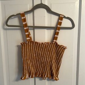 Pac Sun Me to We Yellow Striped Crop Top | Size L